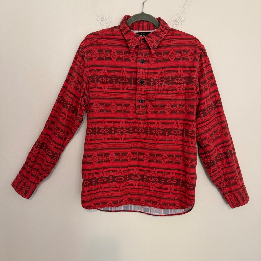 RRL Ralph Lauren Southwestern Popover Workshirt Red Double Face M Double RL